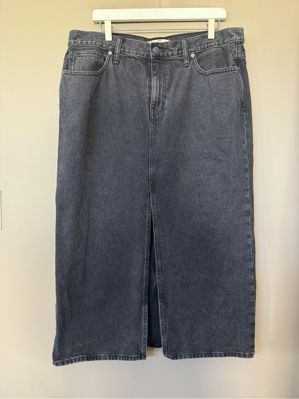 Madewell Black Denim Maxi Skirt with Front Slit